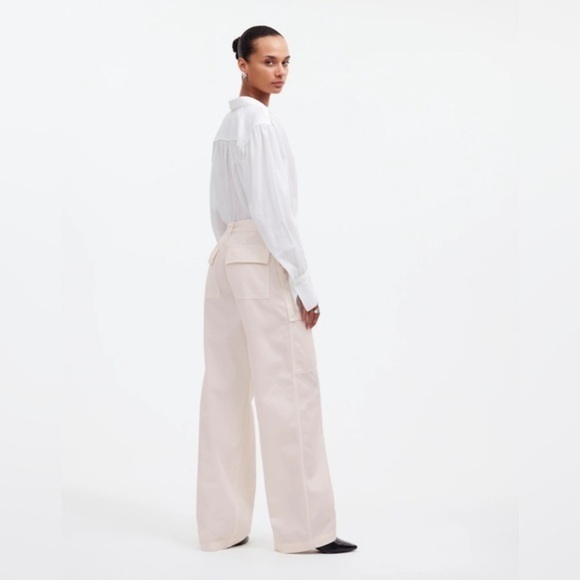 Madewell Ivory Belted Slouchy Straight Cargo Pants in Garment Dye - Picture 4 of 11